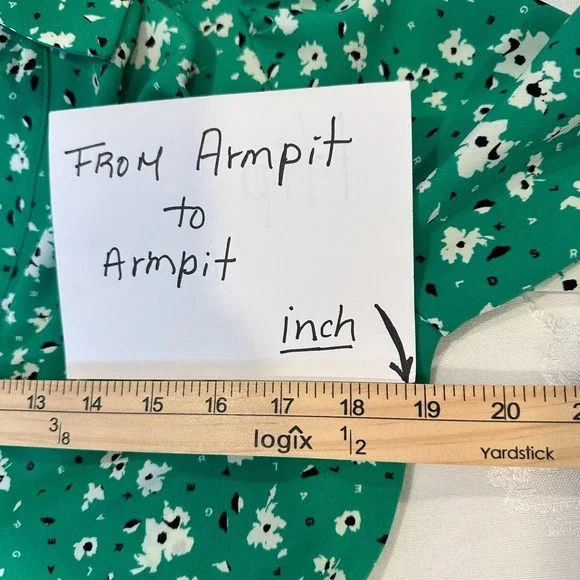 Karl Lagerfeld Paris Size-4 Green Floral Shirt Dress Long Sleeve Ruffle Zip - Picture 4 of 16